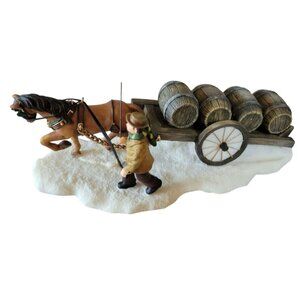 Heartland Valley Village Horse Drawn Barrel Wagon Deluxe Village Accessory Figur